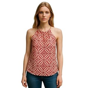 Milly 100% Silk Pink Gold Chain Tank 2 Preowned